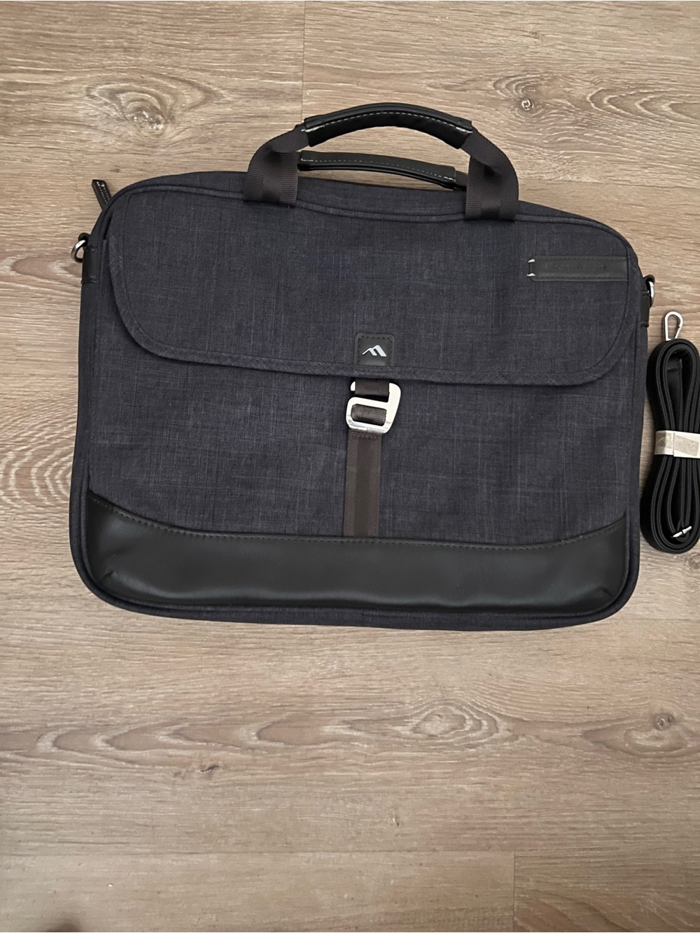 Men's Dark Gray Laptop Briefcase with Leather Accents
